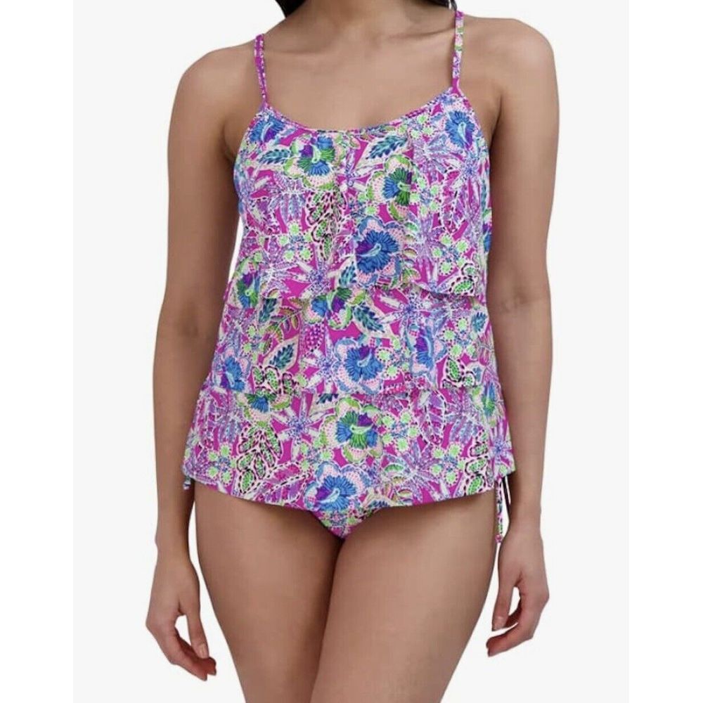 Stella Parker Women Size S Swimming Suit Tropical Floral 2 piece Multicolor NWT‎